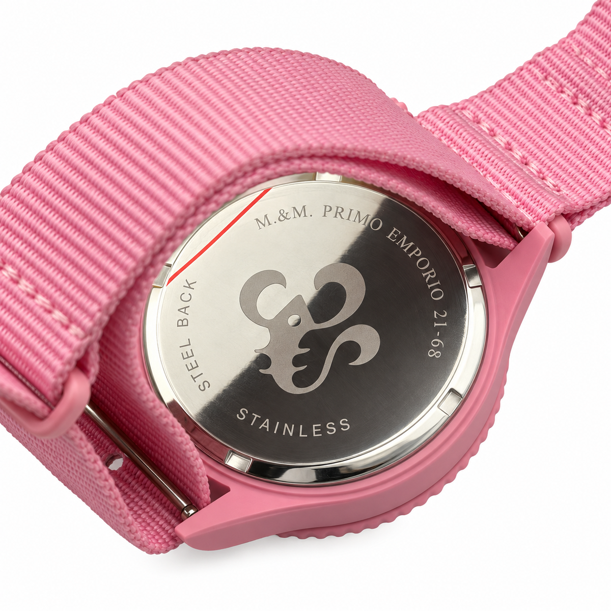 Orologio M&M Primo Emporio rosa con ancora e cinturino in tessuto coordinato