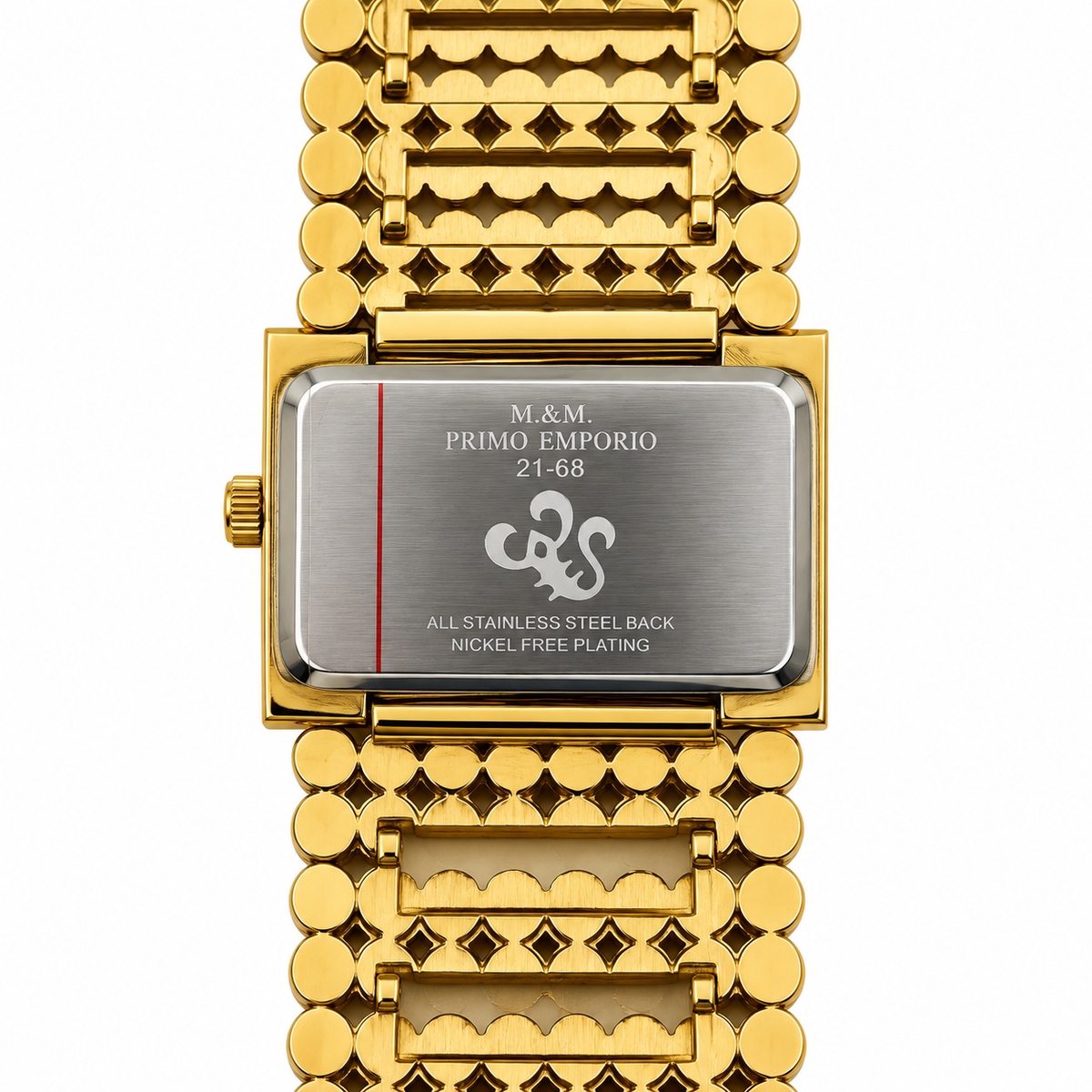 M&M Primo Emporio 21-68 – Orologio gioiello donna rettangolare dorato con bracciale luminoso | Nero e Bianco