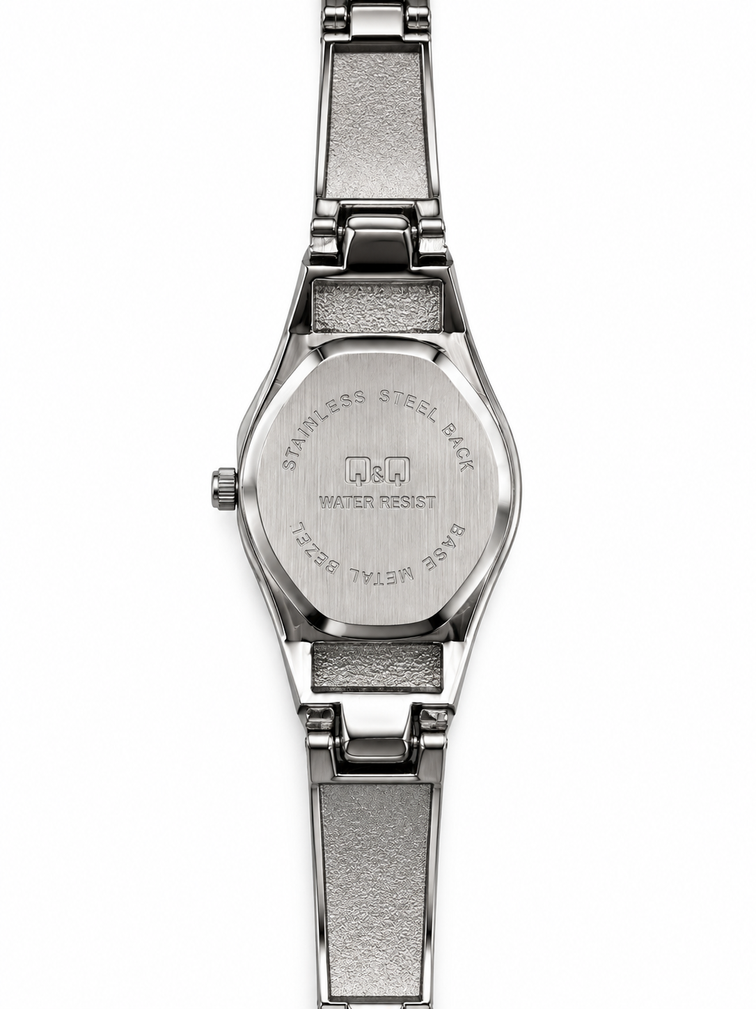 Orologio Q&Q argentato con quadrante chiaro e bracciale floreale