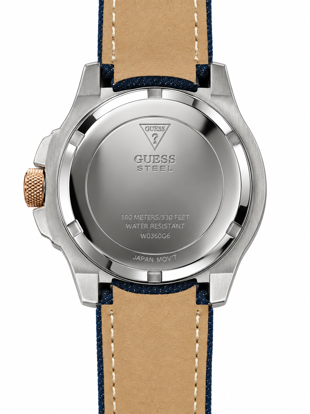 Orologio Guess W0360G6 blu effetto denim con dettagli bronzati