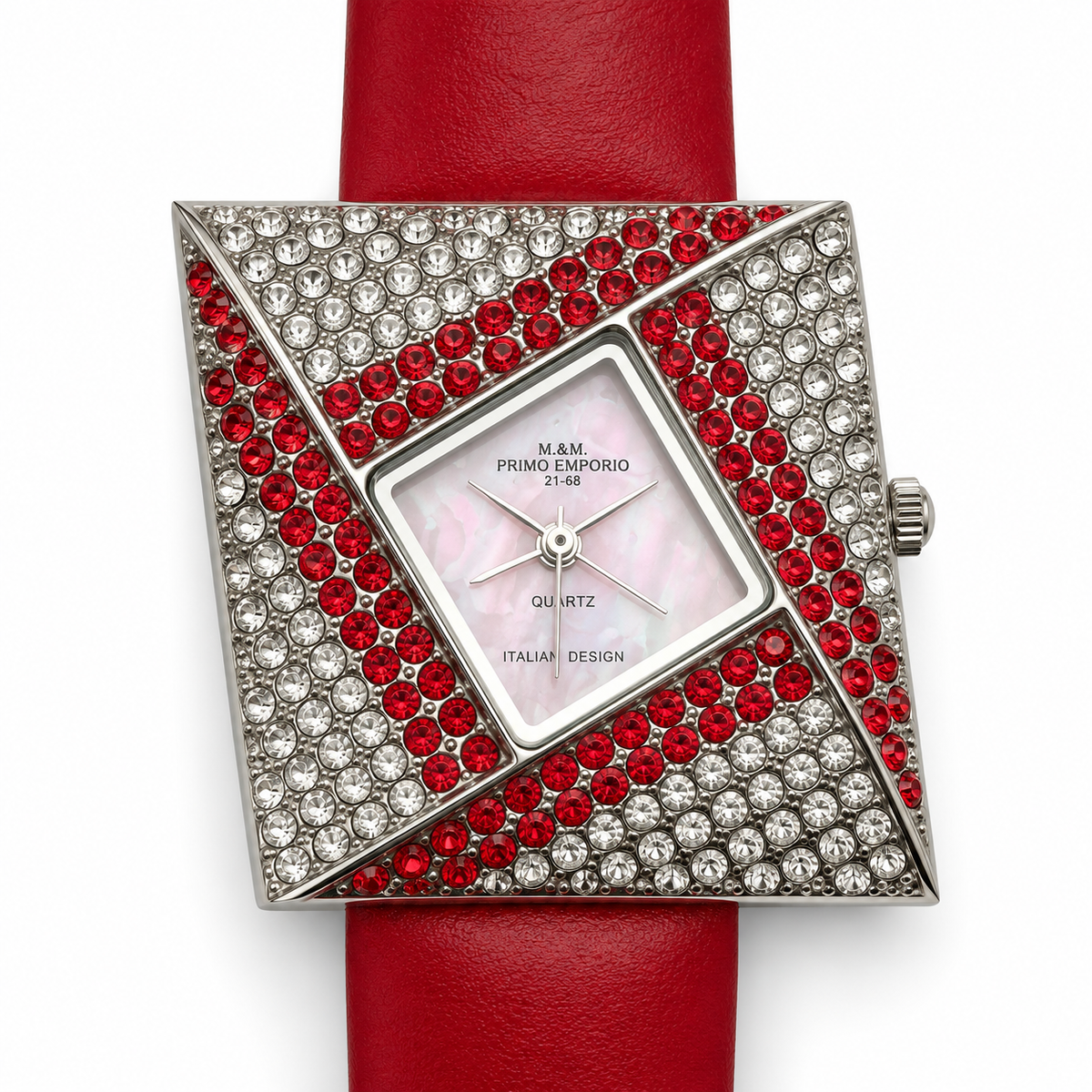 Orologio donna M&M Primo Emporio quadrato con strass, turchese, rosso o beige