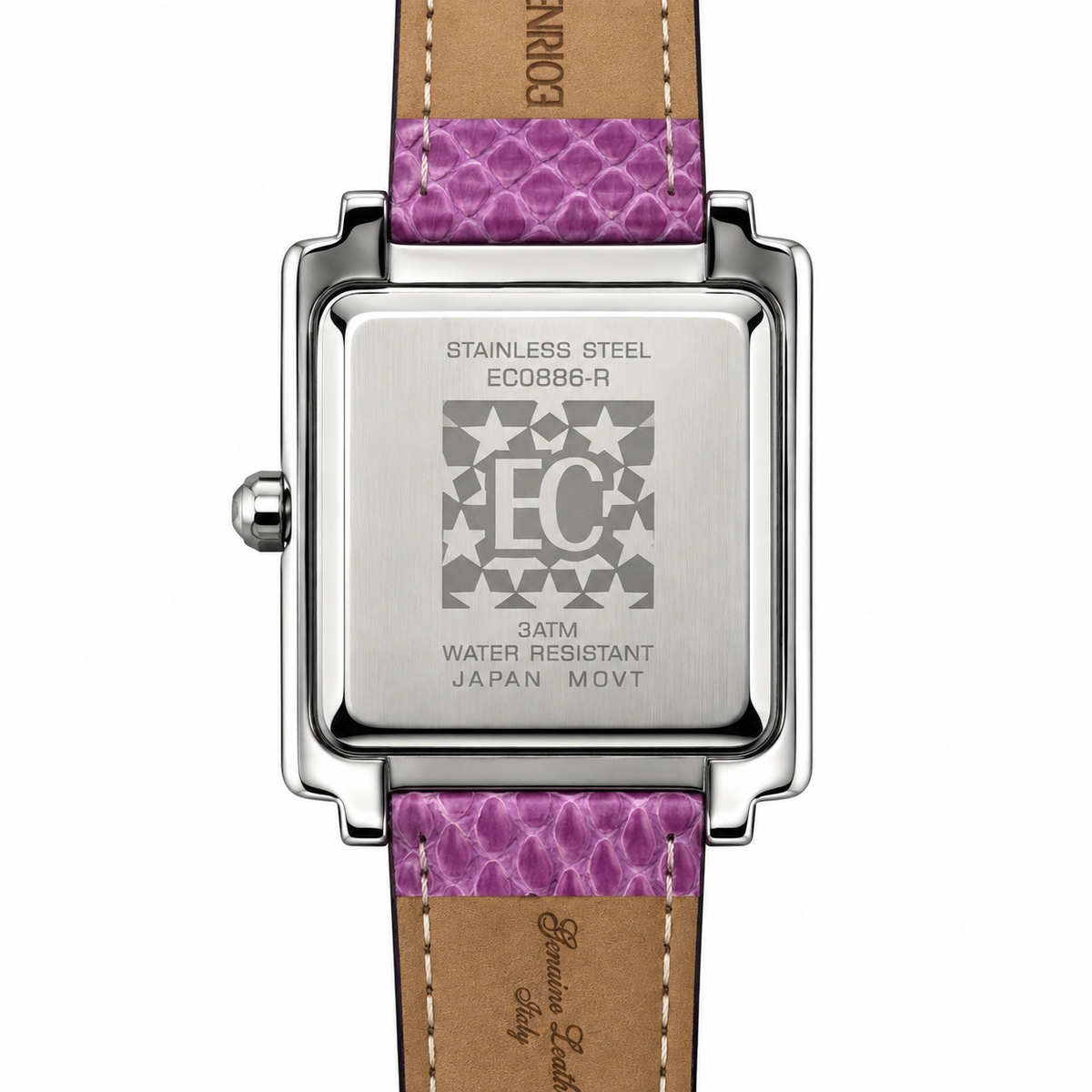 Enrico Coveri – Orologio Donna Full Pavé Cristalli Numeri Romani Cinturino Pitone Fucsia