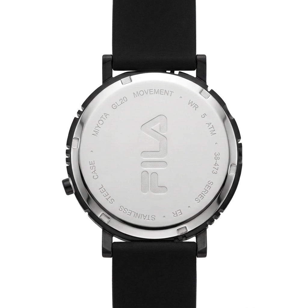 Orologio FILA antracite minimal con cinturino blu scuro e dettaglio rosso