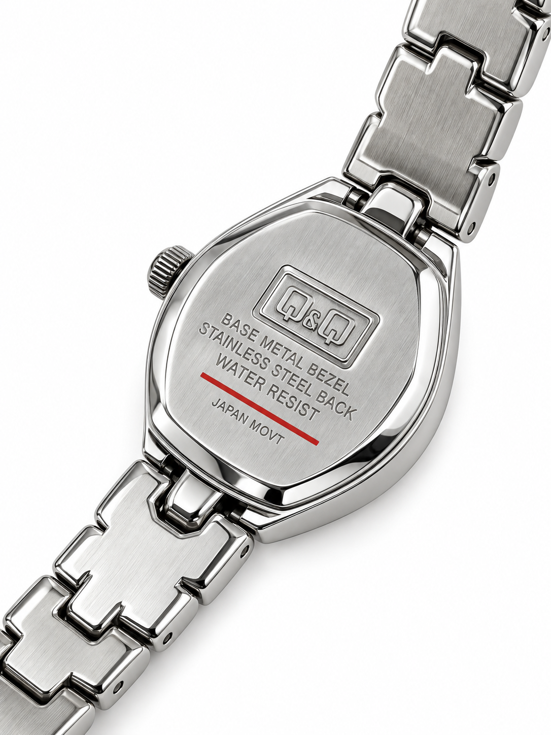 Orologio Donna Q&Q Argentato con Cornice Brillante e Bracciale a Maglie Intrecciate