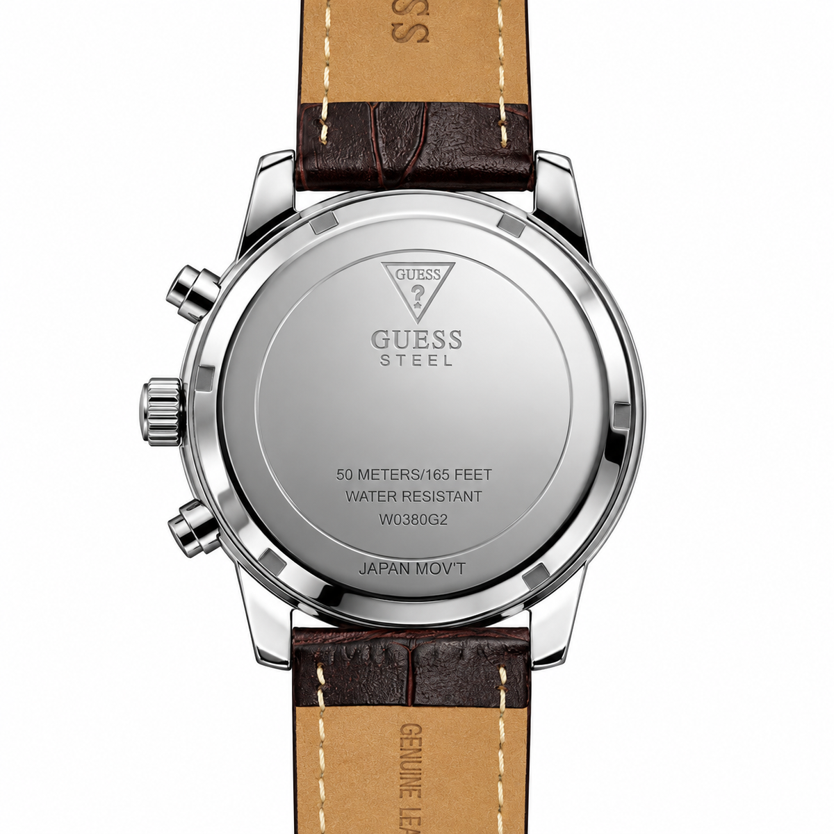 Orologio Guess W0380G2 con quadrante crema e cinturino in pelle marrone