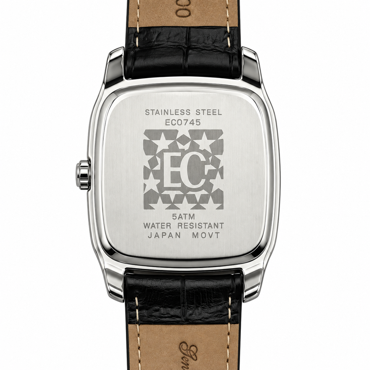 Enrico Coveri – Orologio Uomo Cushion Quadrante Bianco Data Cinturino Coccodrillo Nero