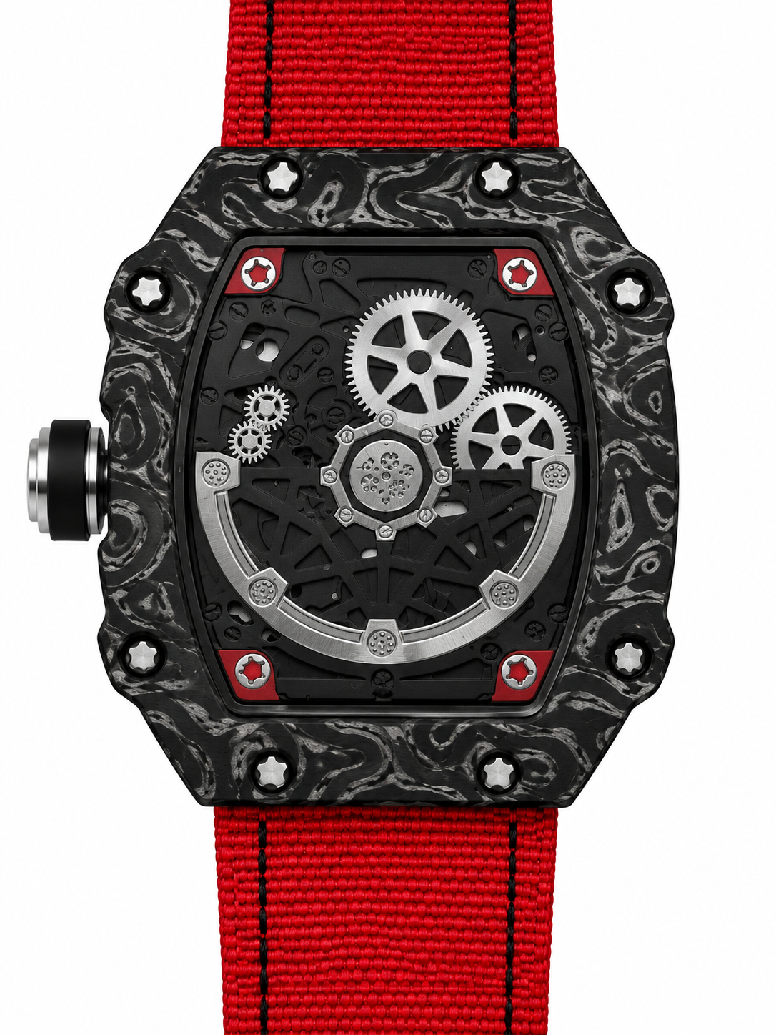 Orologio Skeleton con cassa in policarbonato - RED