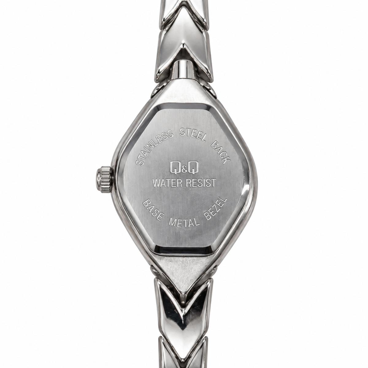 Q&Q orologio donna al quarzo con cassa sagomata e bracciale argentato