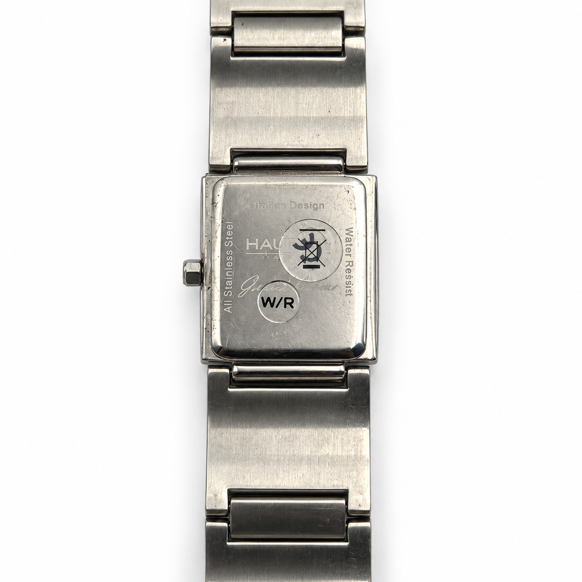 Orologio Haurex Grand Time rettangolare rosa con bracciale in acciaio e inserti coordinati