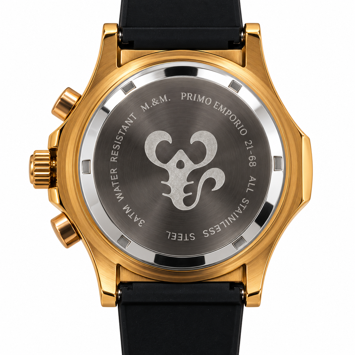 Orologio Cronografo M&M Primo Emporio 21-68 al Quarzo, Cassa Oro e Quadrante Nero a Scacchiera