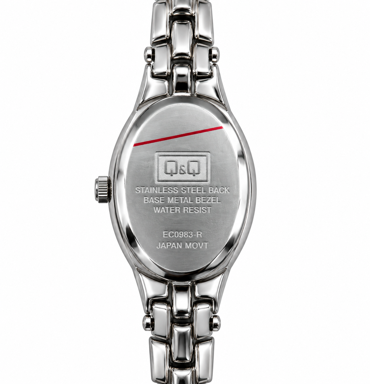 Q&Q - Orologio Donna Argentato con Quadrante Ovale e Dettagli Luminosi
