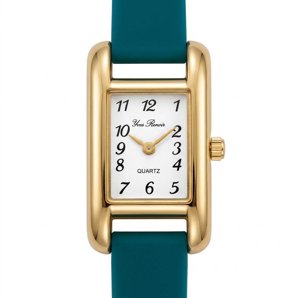 Orologio donna Yves Renoir rettangolare dorato con cinturino colorato