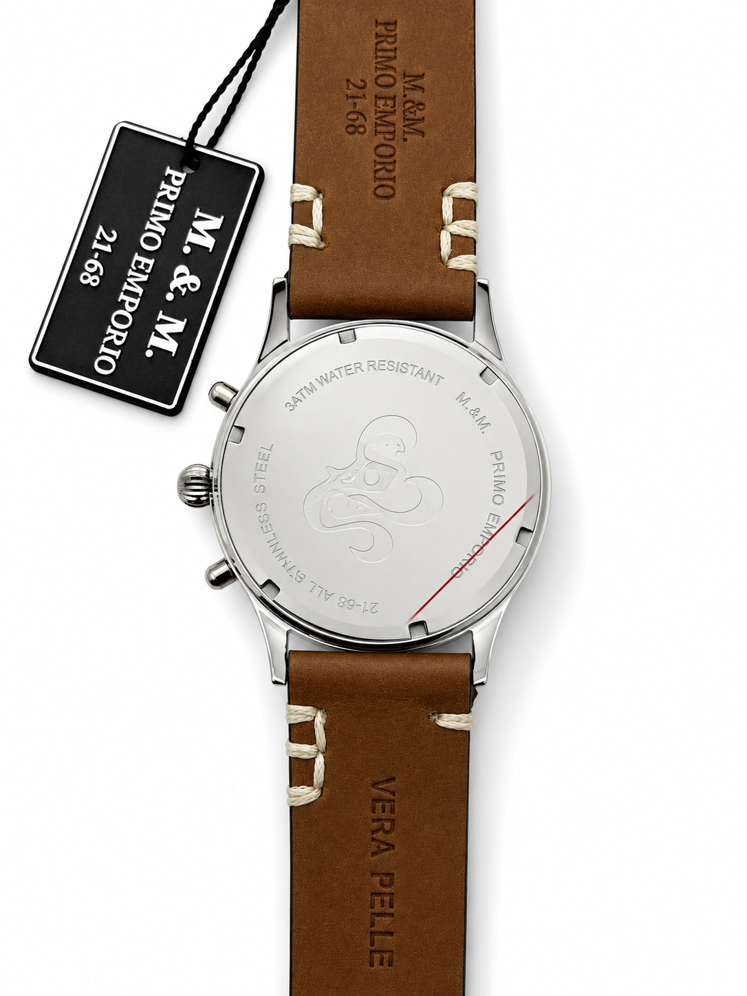 M&M Primo Emporio Cronografo 21-68 – Quadrante Bianco Lancette Rose Gold Cinturino Pelle Vintage