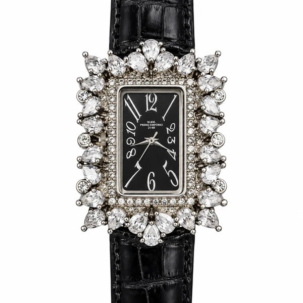 M&M Primo Emporio 21-68 – Orologio gioiello donna con cristalli e cinturino nero | Gold e Silver