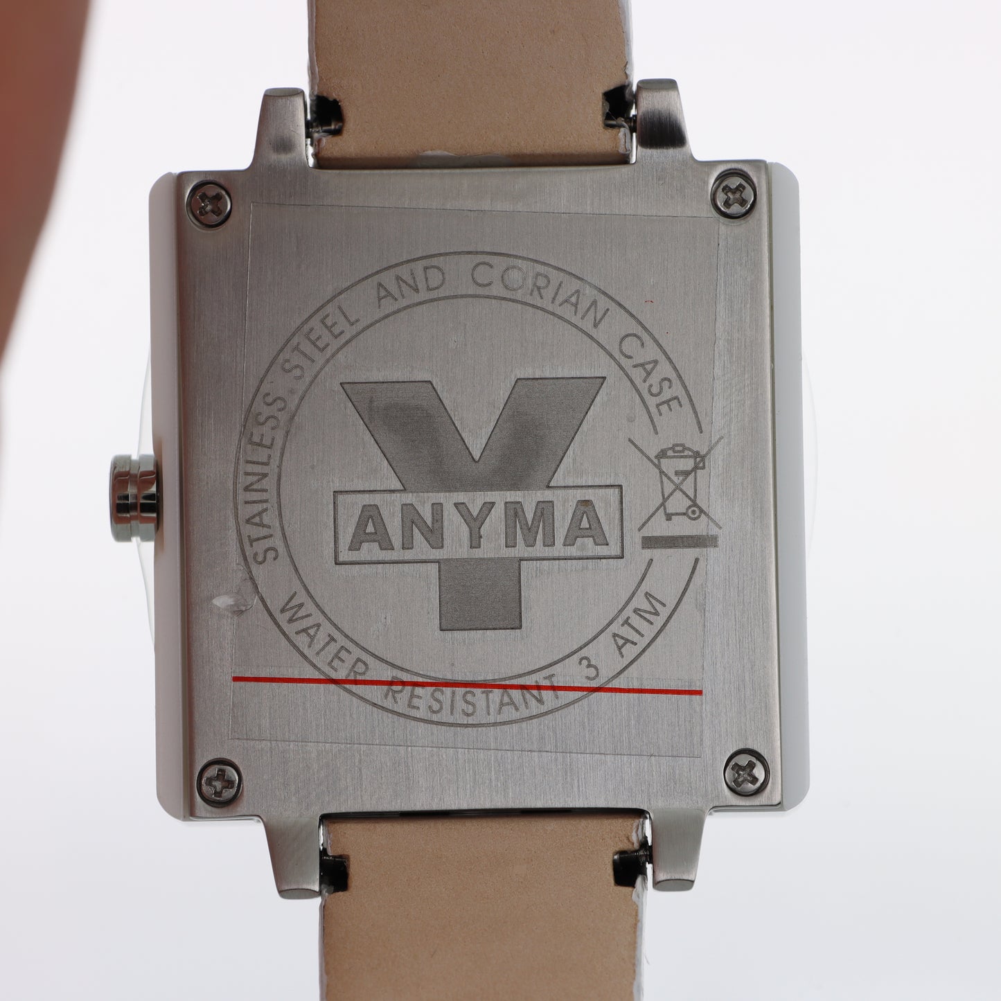 Anyma Free Time – Orologio Cassa Quadrata Bianca Quadrante Bianco/Nero con Data e Cinturino Silicone