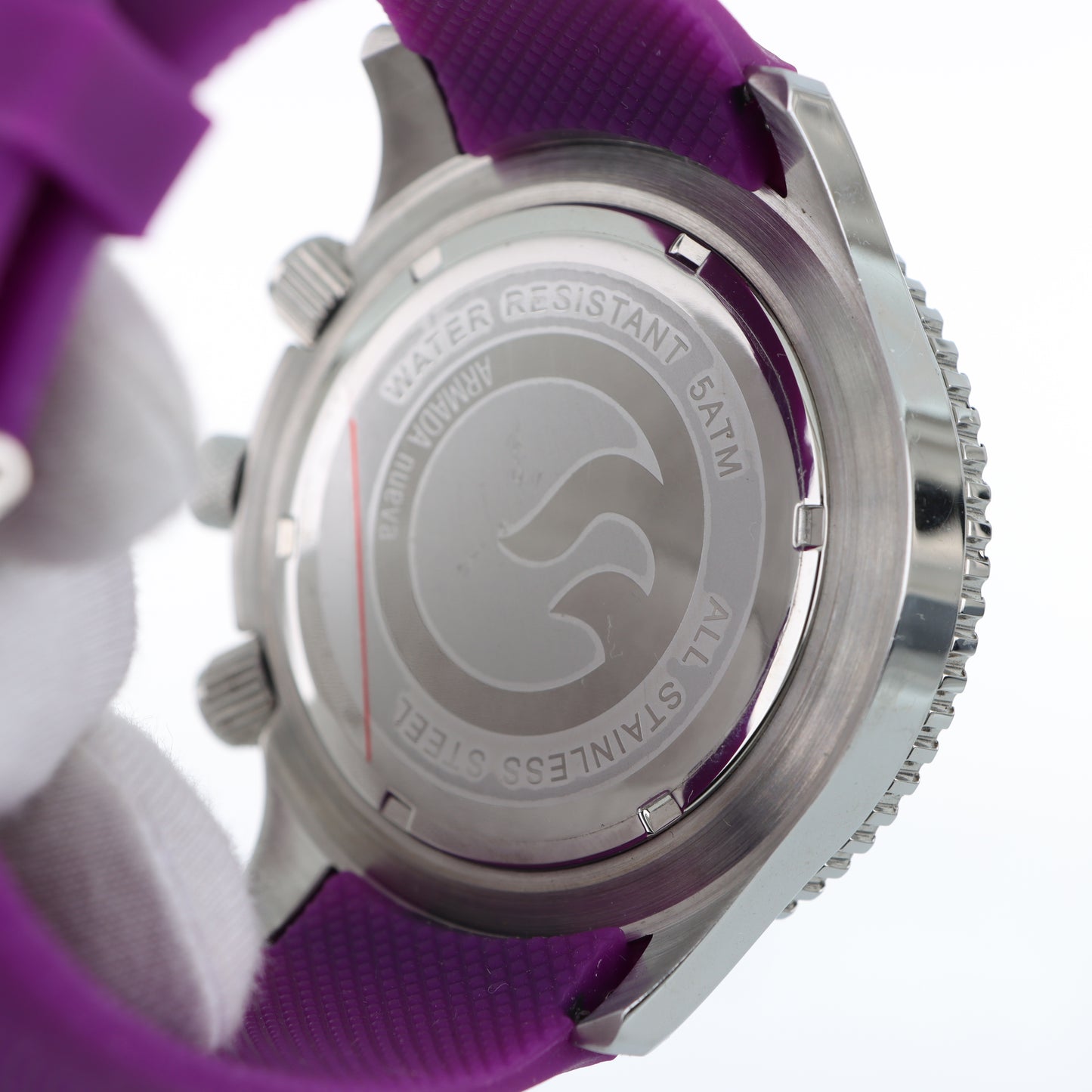 Armada Nueva – Cronografo Aviatore Acciaio con Bezel Bussola Nautica Quadrante Viola e Cinturino Silicone
