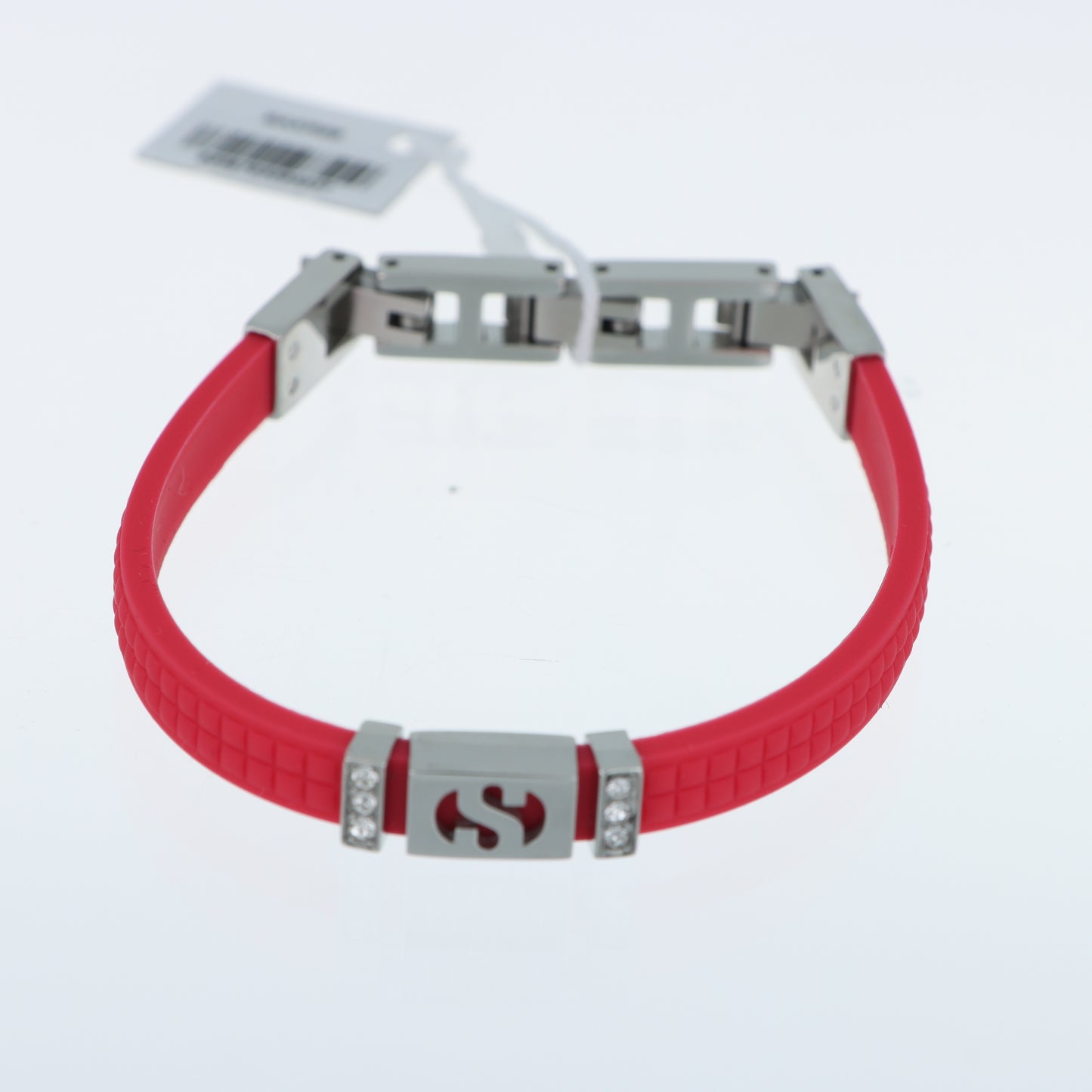 Morellato x Superga – Bracciale Silicone Borgogna con Placca Logo S Acciaio e Cristalli