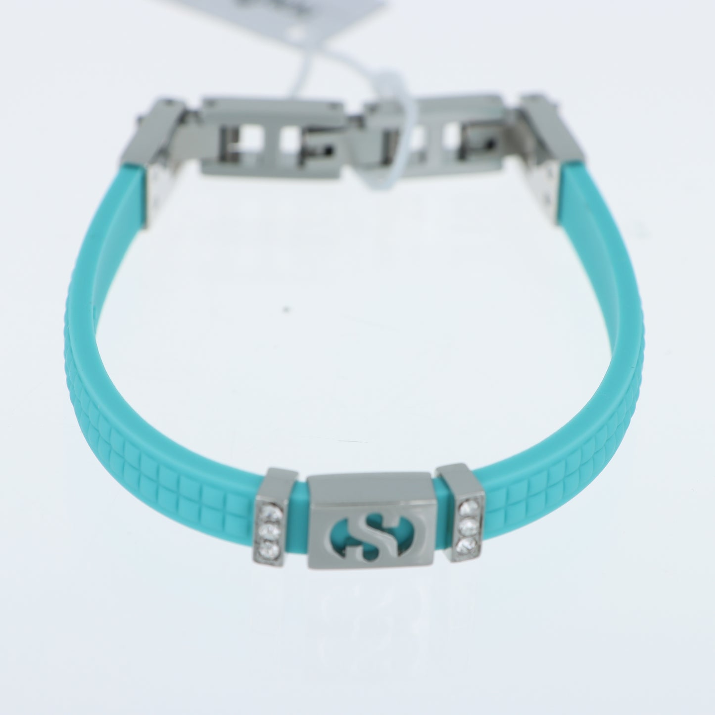 Morellato x Superga – Bracciale Silicone Turchese con Placca Logo S Acciaio e Cristalli