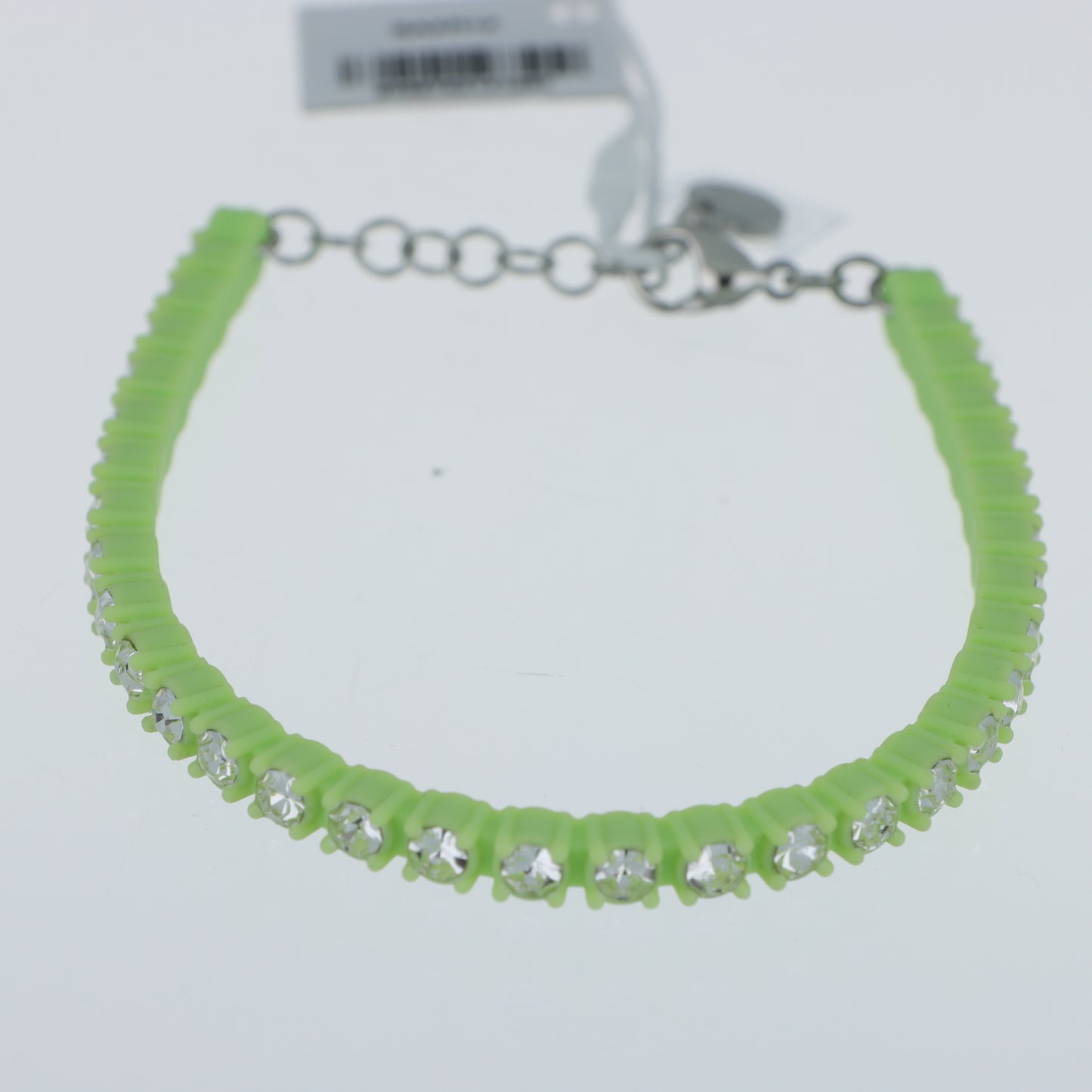 Morellato x Superga – Bracciale Tennis Silicone Verde Lime con Cristalli e Chiusura Moschettone