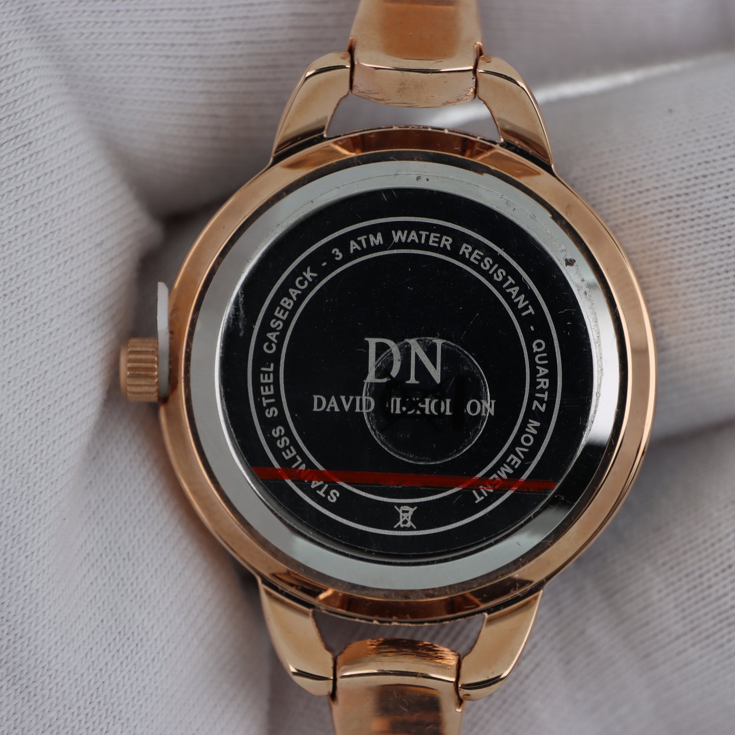 David Nicholson DN – Orologio Donna Quarzo Vetro Sfaccettato Fumé Quadrante Turchese e Bracciale Rigido Oro Rosa