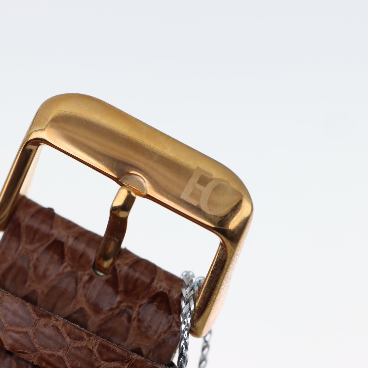 Enrico Coveri - Orologio Donna Cassa Quadrata Gold Pavé Numeri Romani Cinturino Pitone