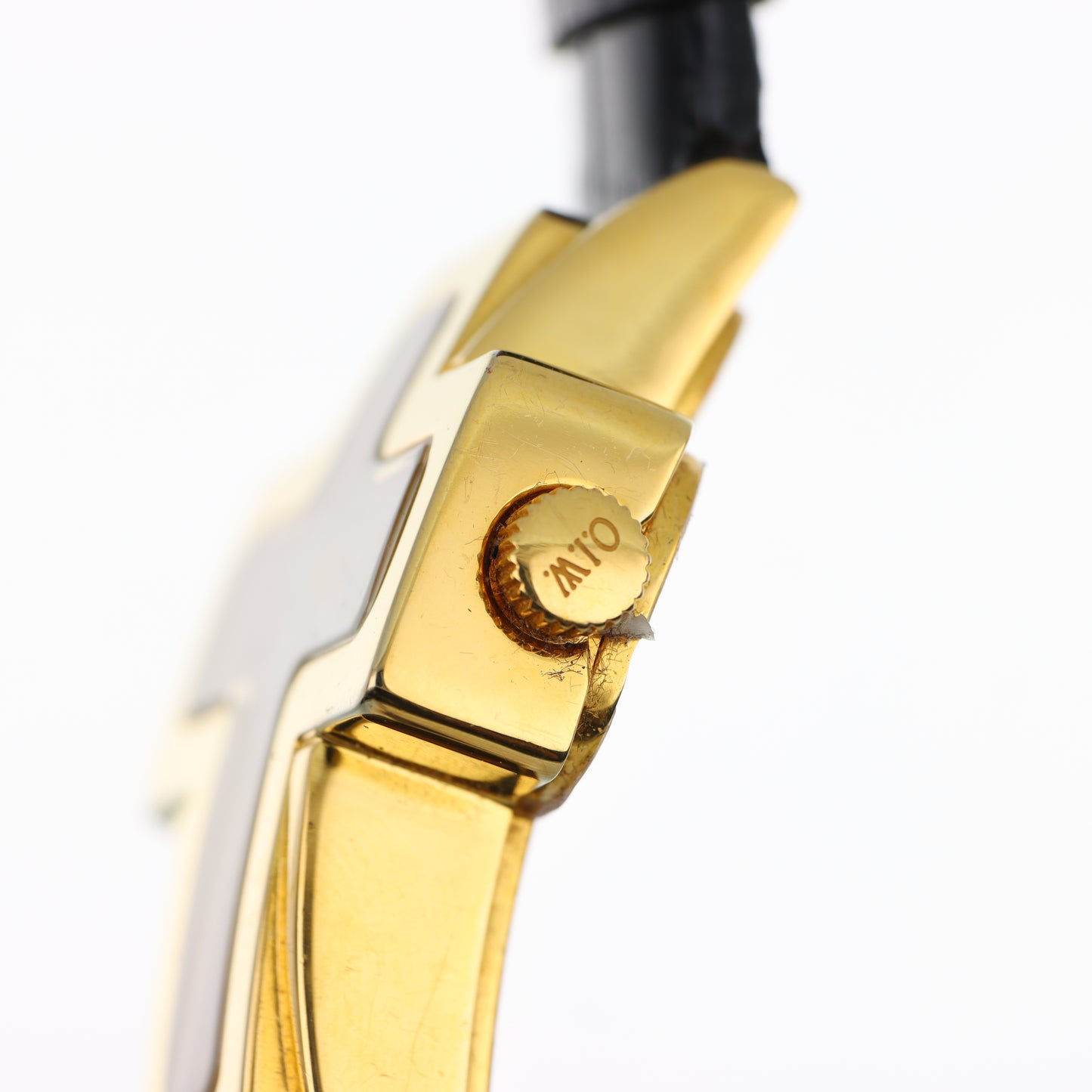 O.I.W. Cross Gold Black - Orologio Donna Cassa a Croce Gold Quadrante Bianco Cinturino Pelle Nero