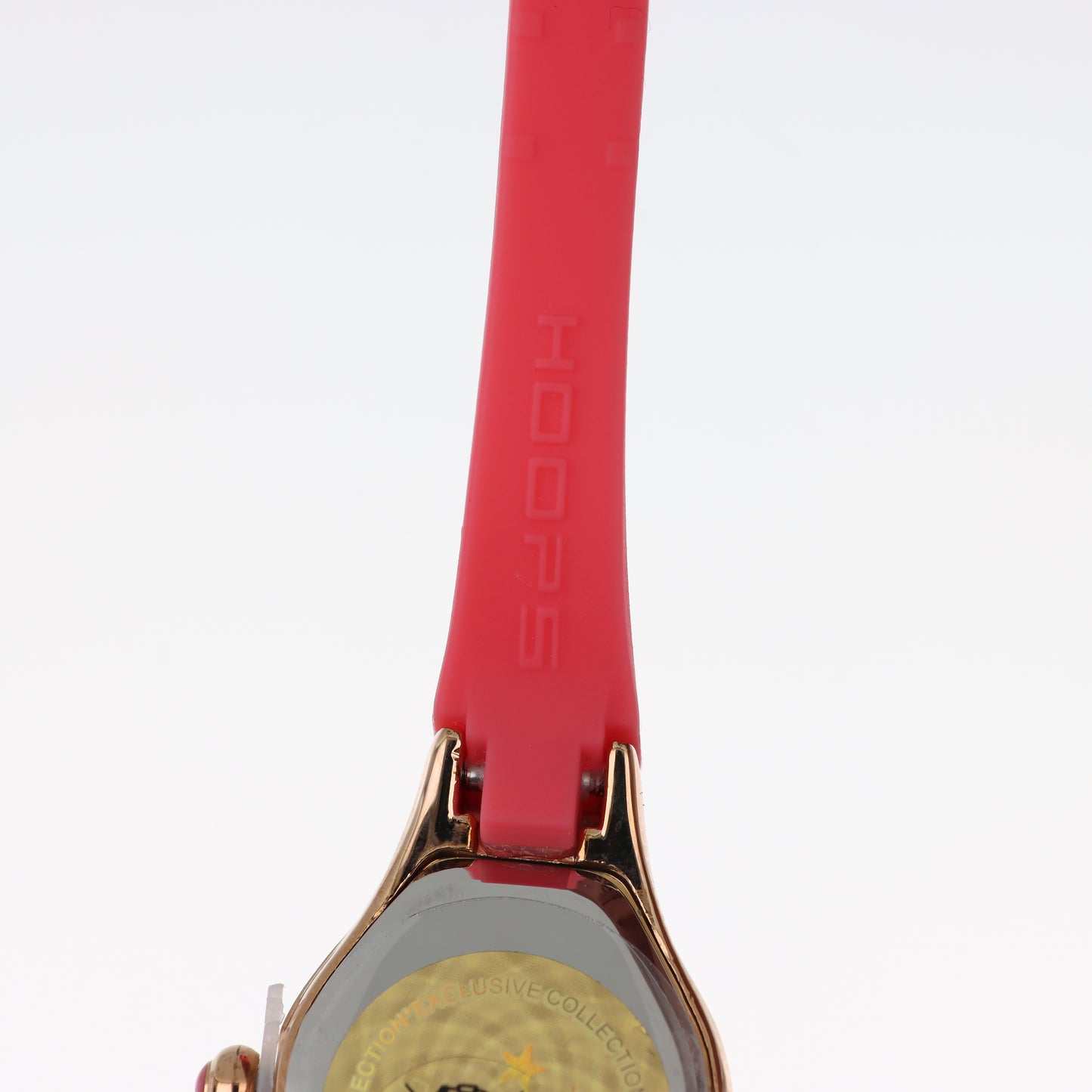 Hoops – Orologio Donna Rose Gold Quadrante Rosso Lunetta Cristalli Cinturino Silicone