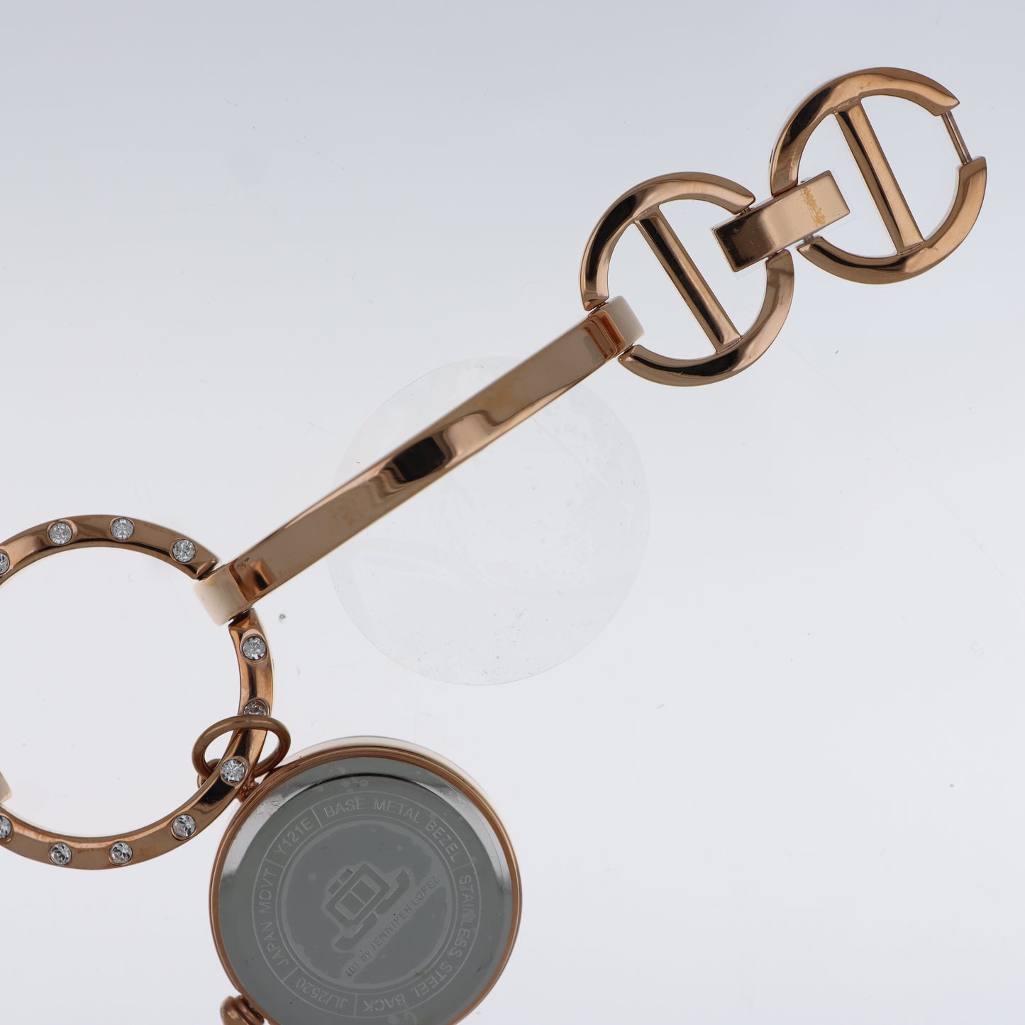 Jennifer Lopez Bracciale Rigido Oro Rosa Orologio Ciondolo Cristalli