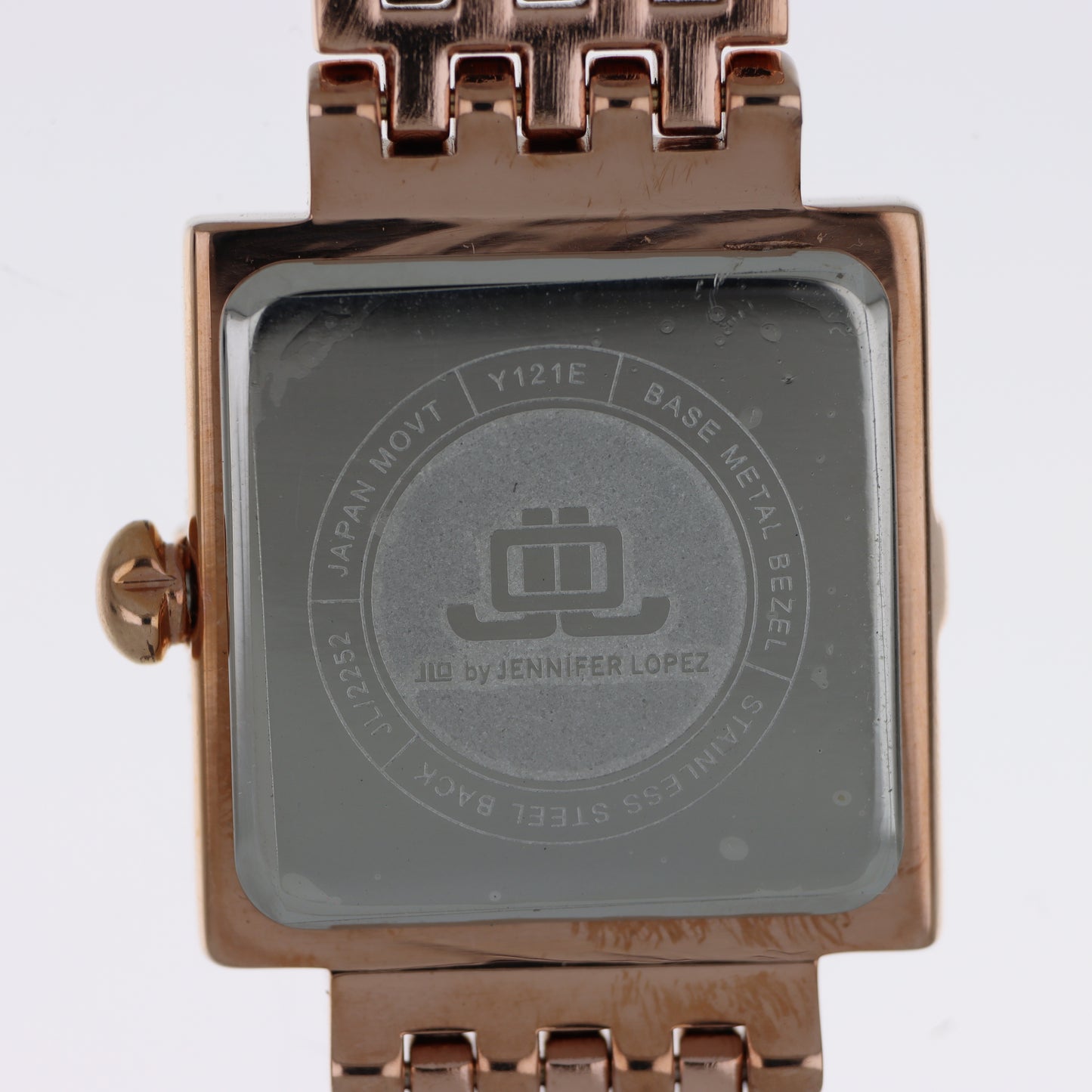 Jennifer Lopez Orologio Donna Quadrato Art Déco Oro Rosa Satinato Cristalli Quadrante Champagne