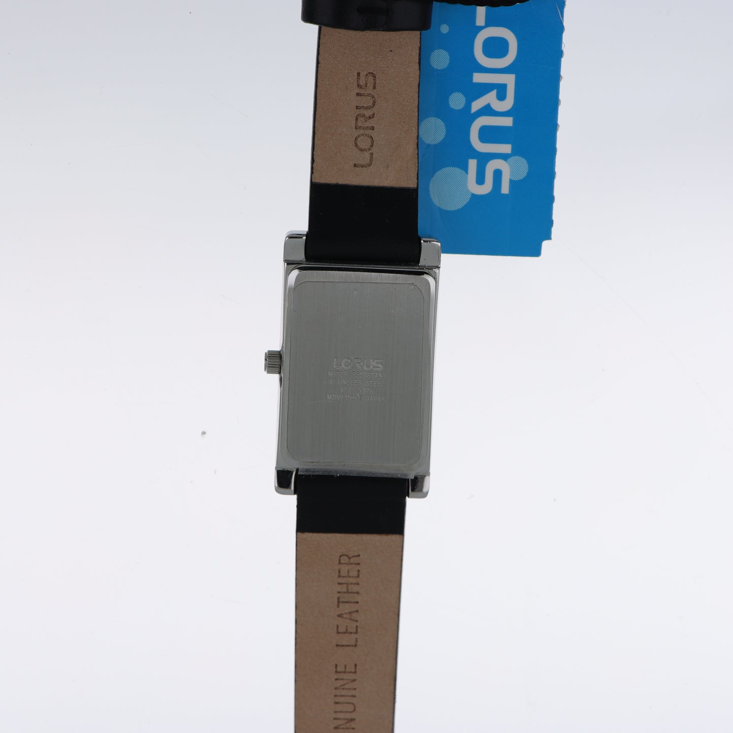Lorus Orologio Donna Rettangolare Argento Quadrante Grigio Numeri Romani Cinturino Pelle Nera