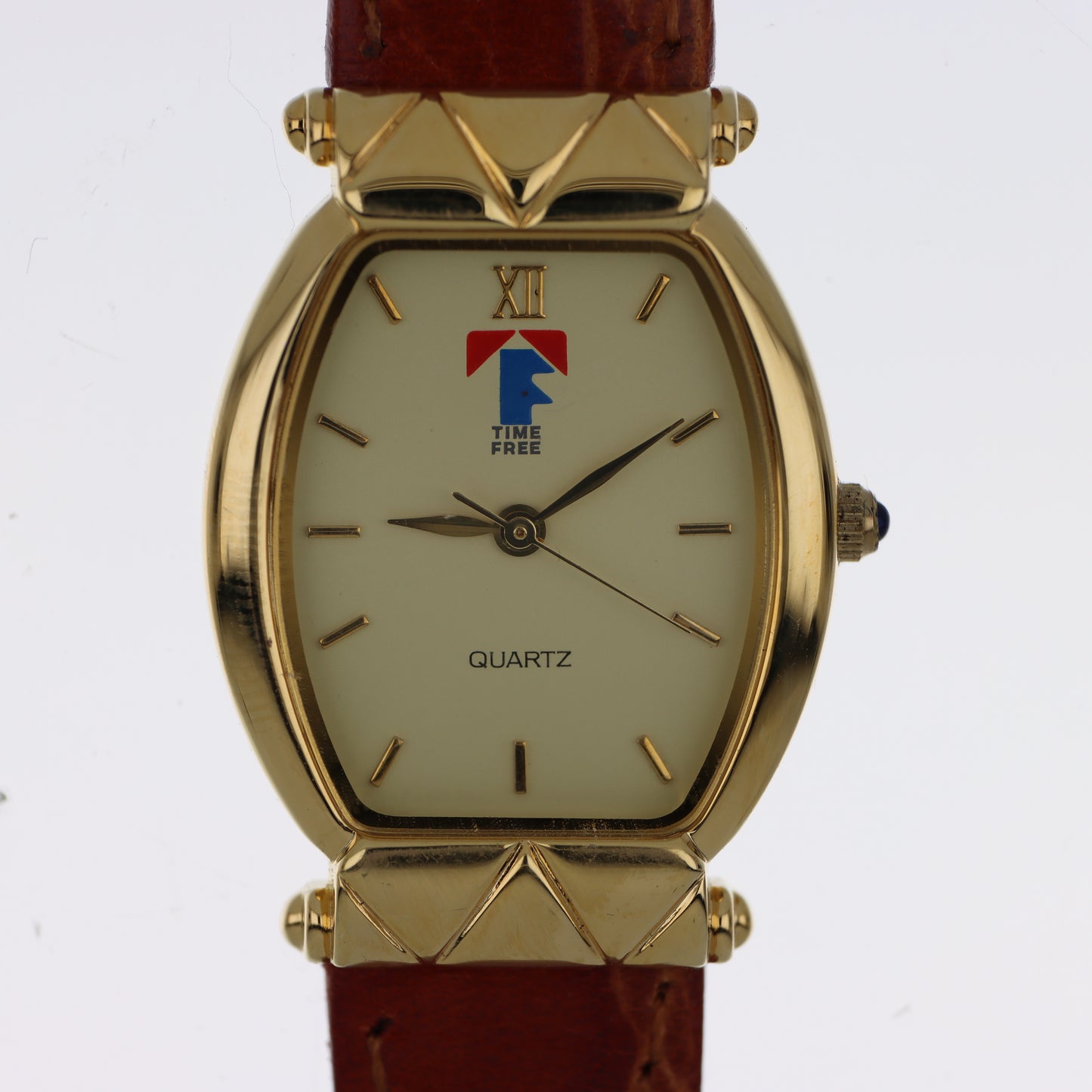 Time Free – Orologio Unisex Tonneau Gold Quartz Cinturino Coccodrillo