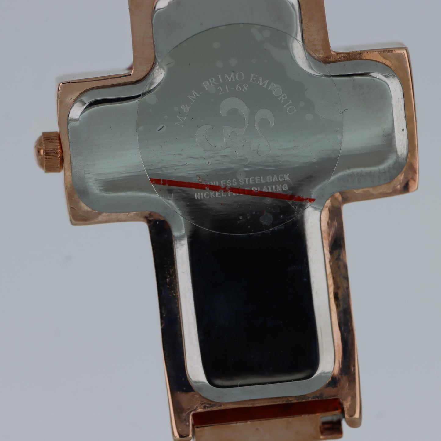 M.&M. Primo Emporio 21-68 – Orologio Donna Cassa a Croce Oro Rosa Cristalli Pavé Madreperla