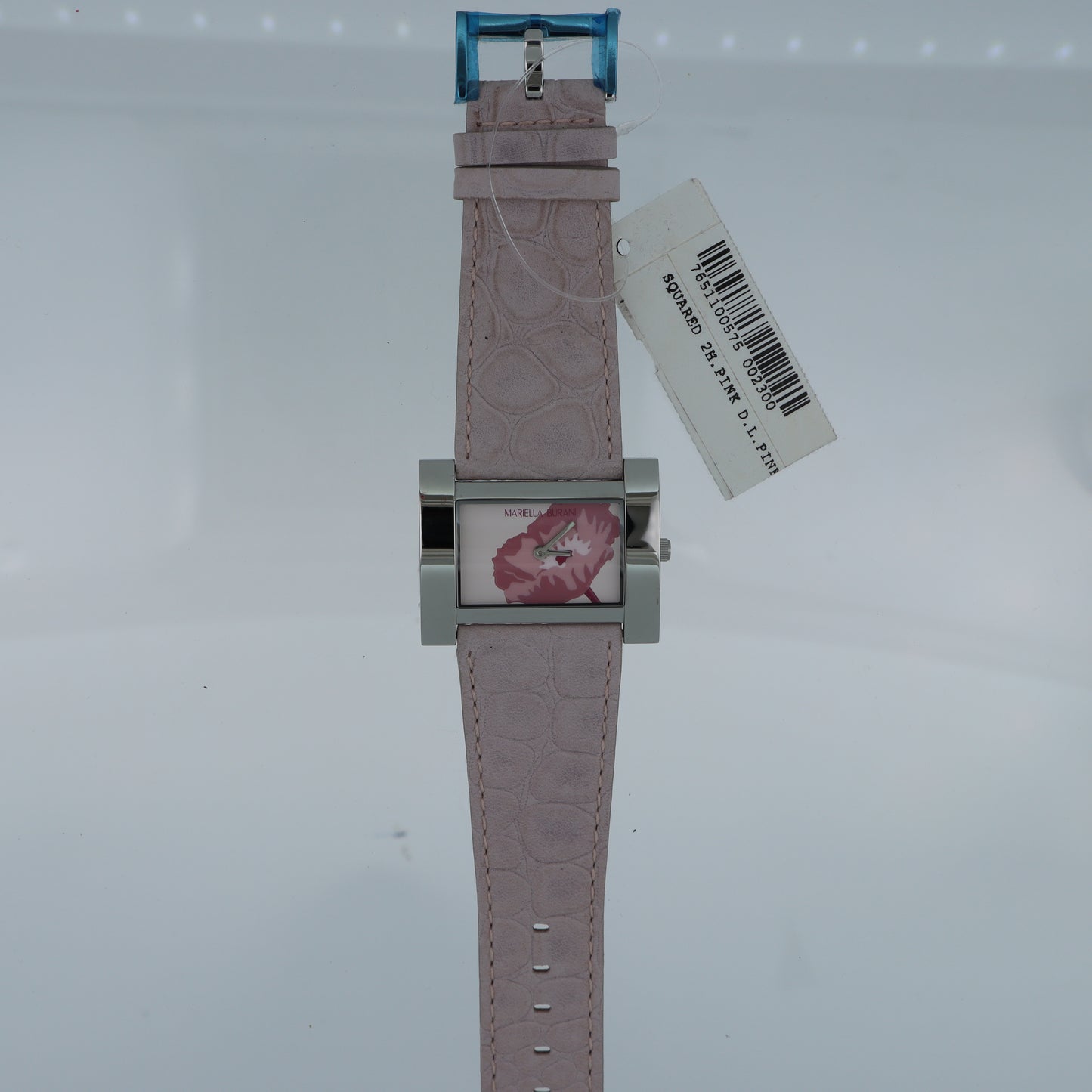 Mariella Burani – Orologio Donna Cassa Rettangolare Quadrante Peonia Rosa Cinturino Scamosciato Floreale