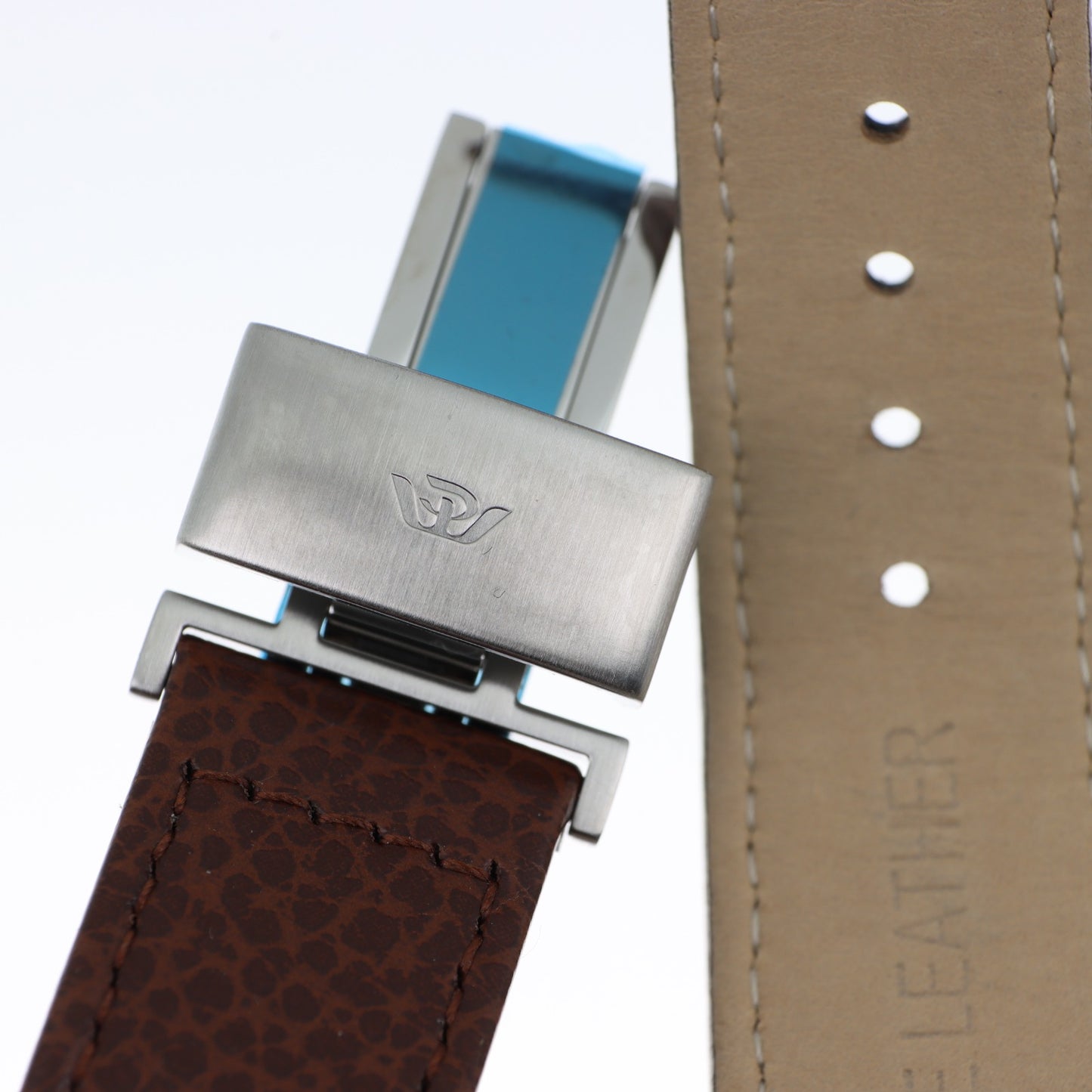 Philip Watch – Cinturino Orologio in Pelle Marrone Granulata con Chiusura Deployante