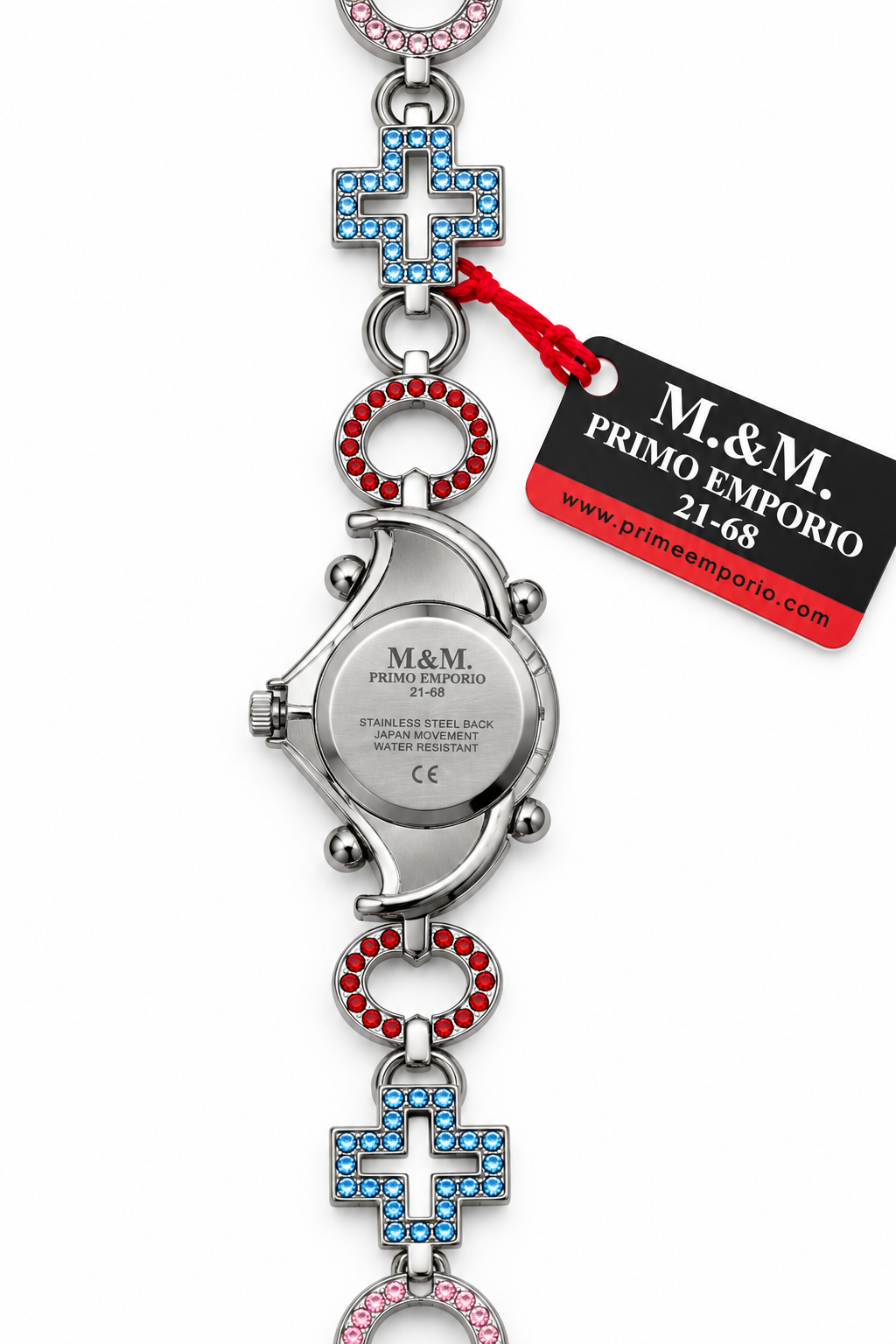 M.&M. Primo Emporio 21-68 Glimmer – Orologio Donna Cassa Mezzaluna Quadrante Rosa Cristalli Pavé
