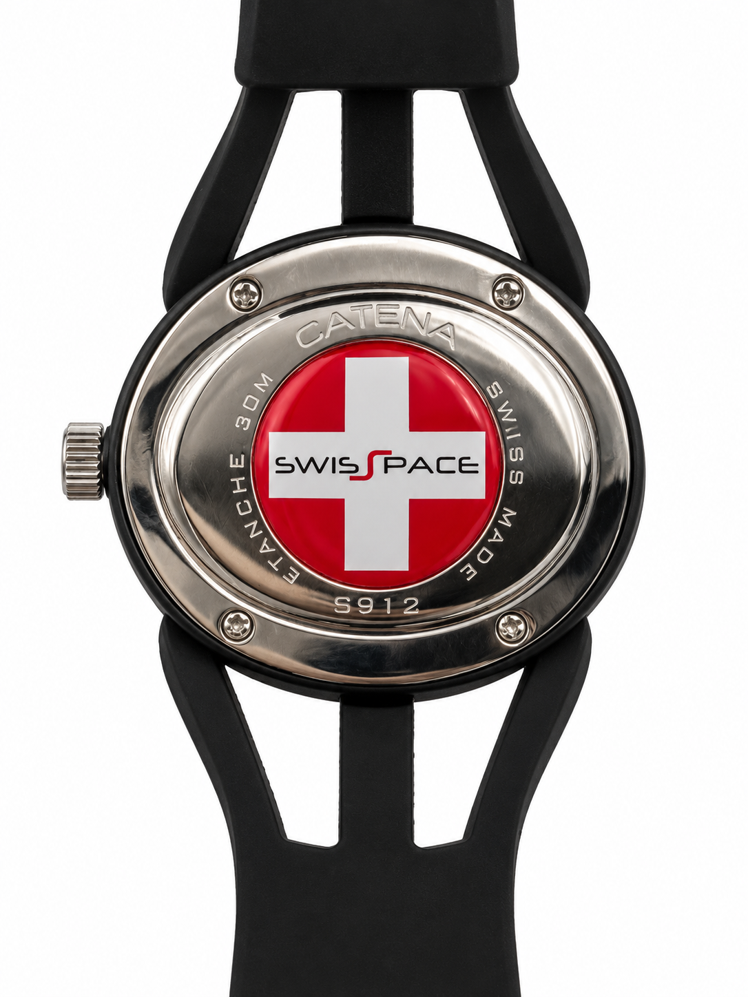 Orologio Catena SwisSpace S912 con pipistrelli e cinturino nero traforato