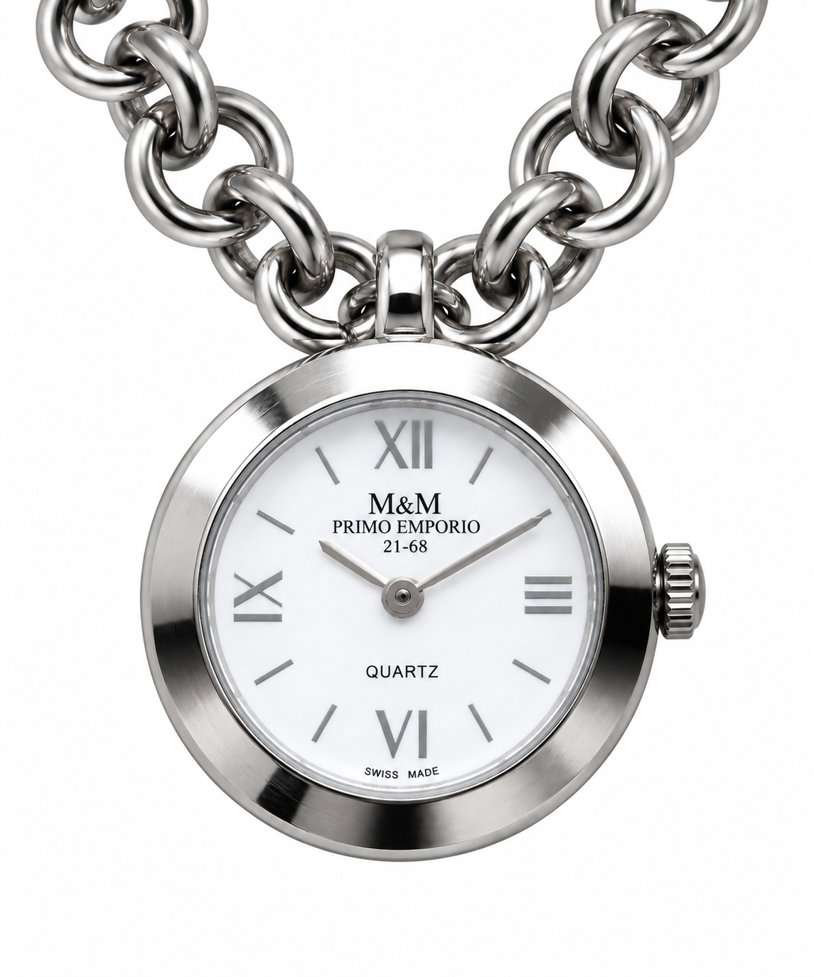 M&M Primo Emporio 21-68 — Collana Corno con Orologio Ciondolo Quarzo Swiss Made