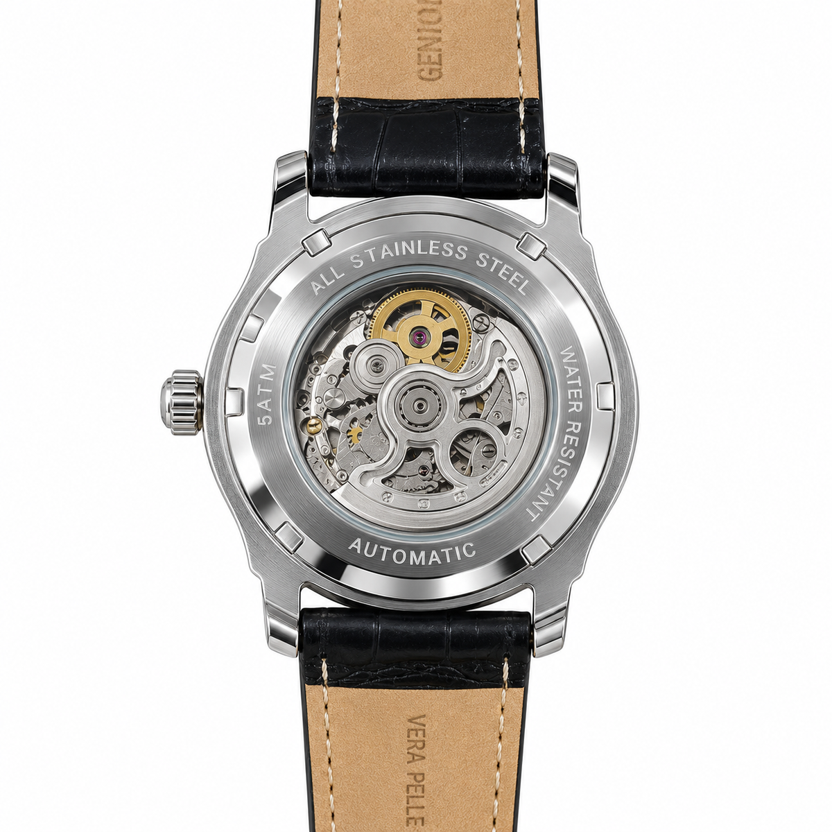 Orologio Kriss Kador Automatico Uomo Scheletrato con Cinturino Nero