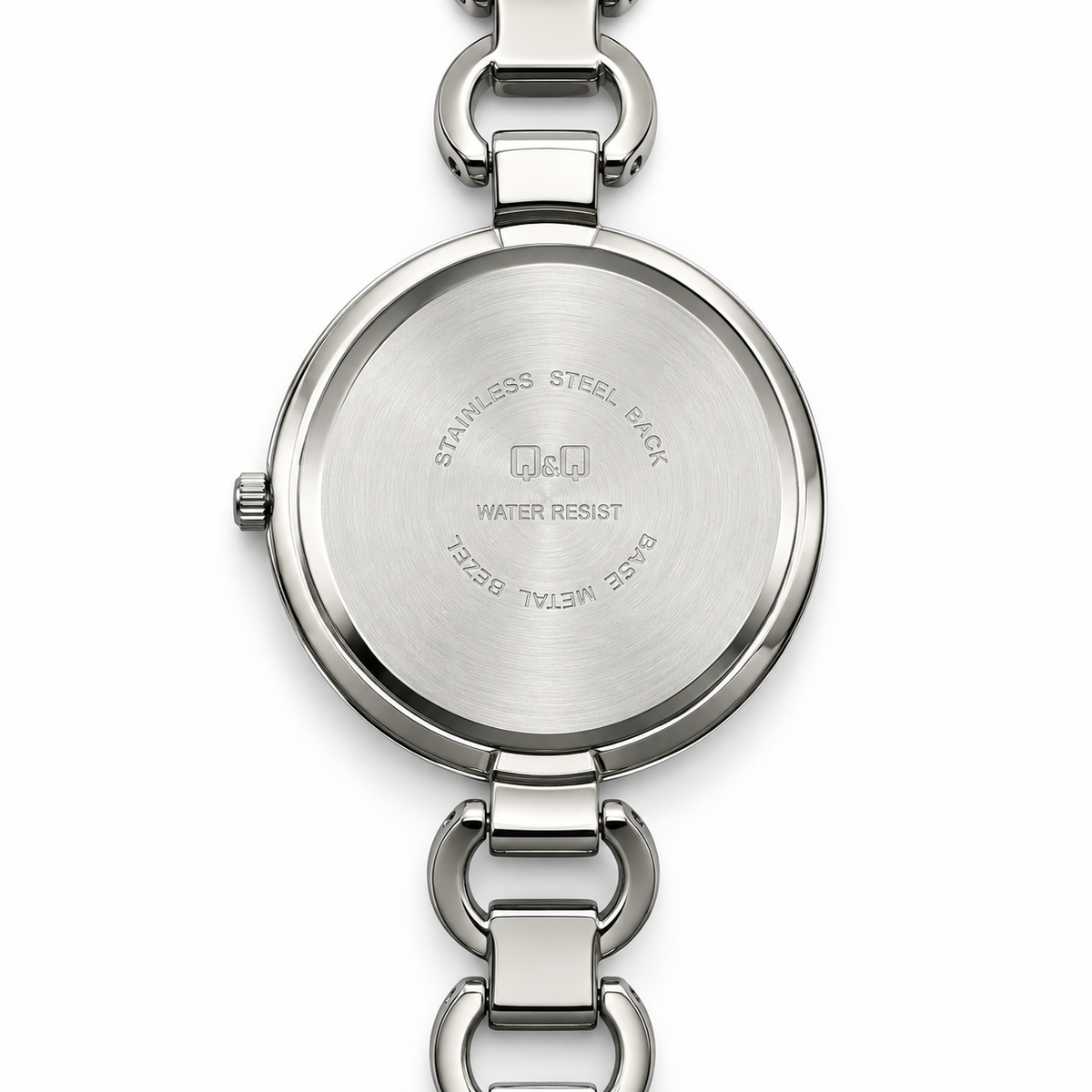 Orologio Q&Q argento con strass e bracciale ad anelli