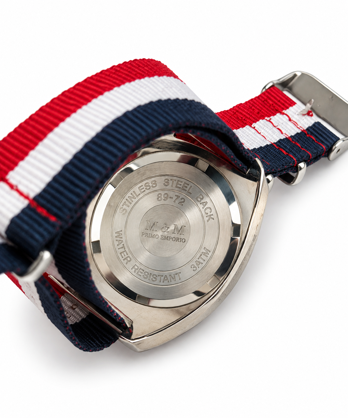 M.&M. Primo Emporio 21-68 – Orologio Unisex Cassa Acciaio Quarzo Cinturino NATO | Blu, Verde, Rosso, Bianco