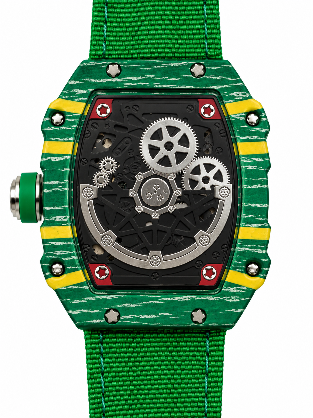Orologio Skeleton con cassa in policarbonato - GREEN / YELLOW