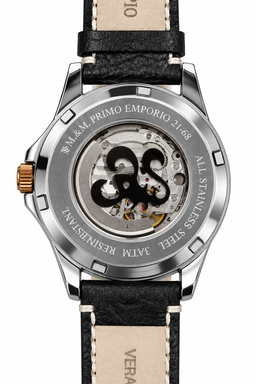 M&M Primo Emporio 21-68 – Orologio automatico open heart nero e oro rosa