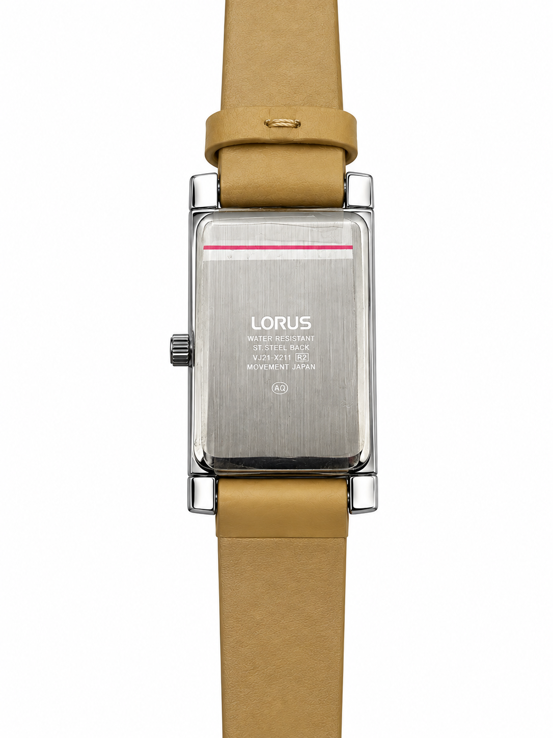 Orologio Lorus rettangolare con cinturino color miele – L’eleganza delle ore quiete