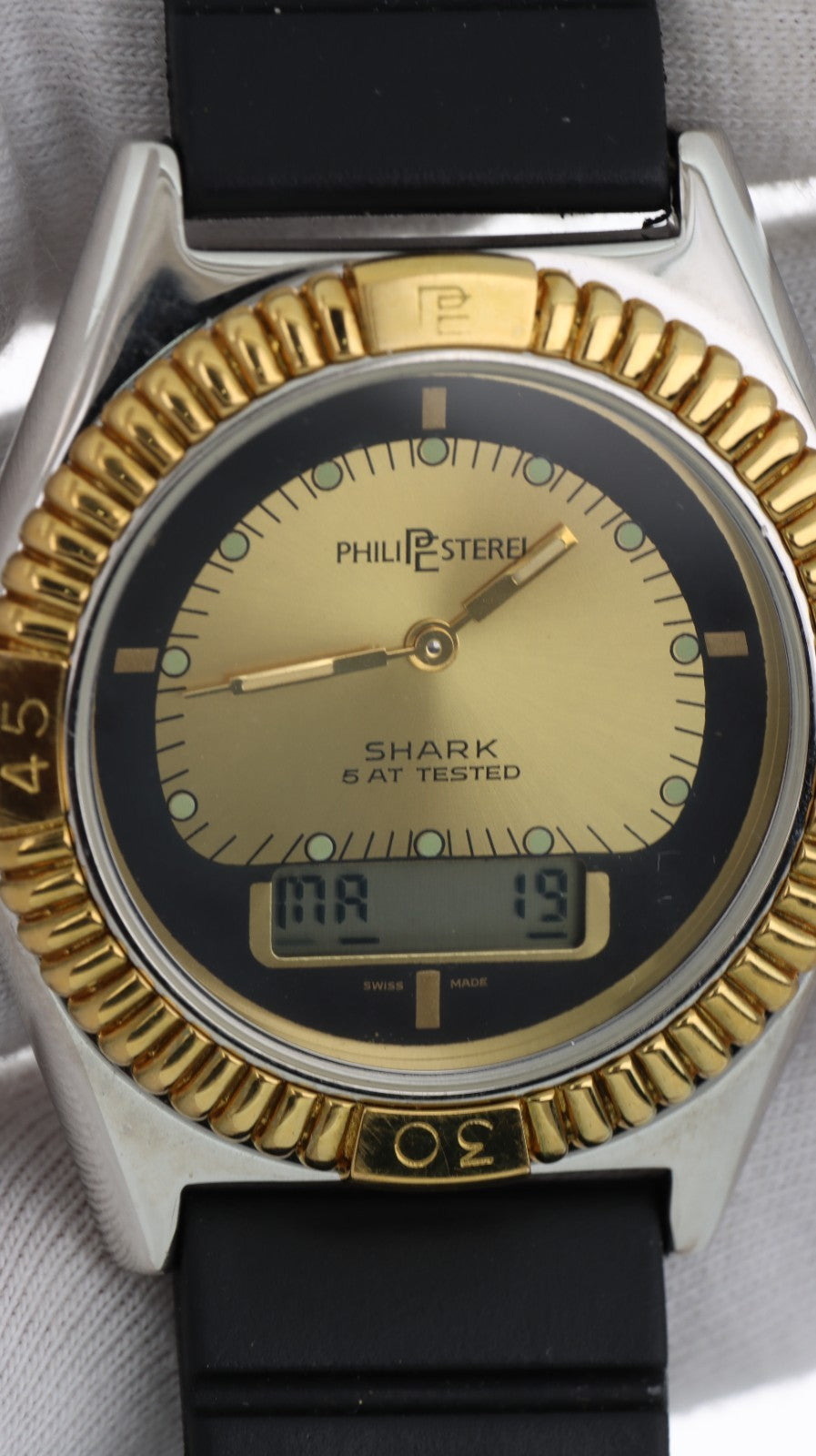 Philip Sterel Shark Ana-Digi Swiss Made Unisex Vintage 5 ATM Tested