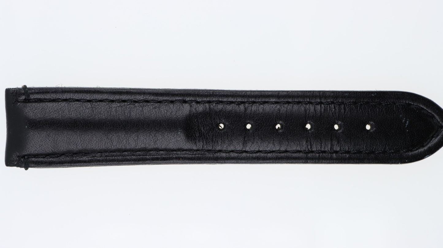 Cinturino 22MM Orologio Nero Vera Pelle Made in Italy Cuciture a Contrasto
