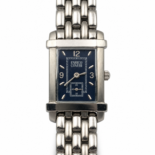 Orologio Enrico Coveri 8102L rettangolare con quadrante blu e piccoli secondi