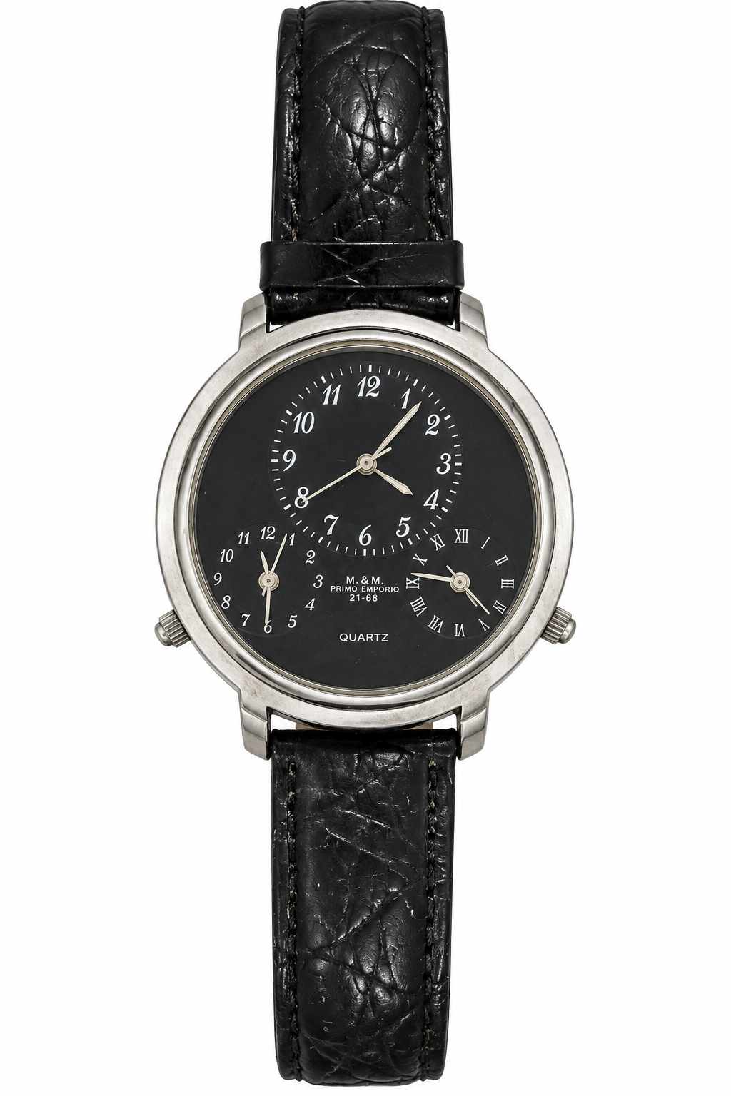 M.&M. Primo Emporio 21-68 orologio donna dual time quadrante nero cinturino pelle nera