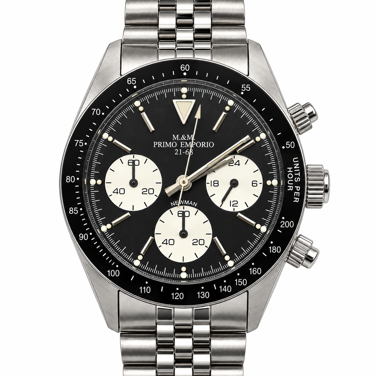 Orologio M&M Primo Emporio Newman 21-68 – Eleganza Racing con Quadrante Avorio, Nero o Bianco