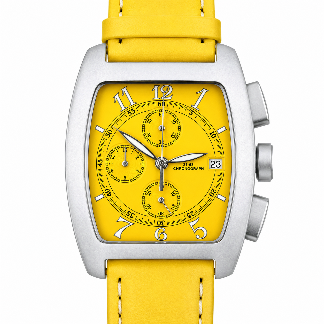 Orologio 21-68 Cronografo Tonneau Yellow – Quadrante Giallo e Cinturino in Pelle