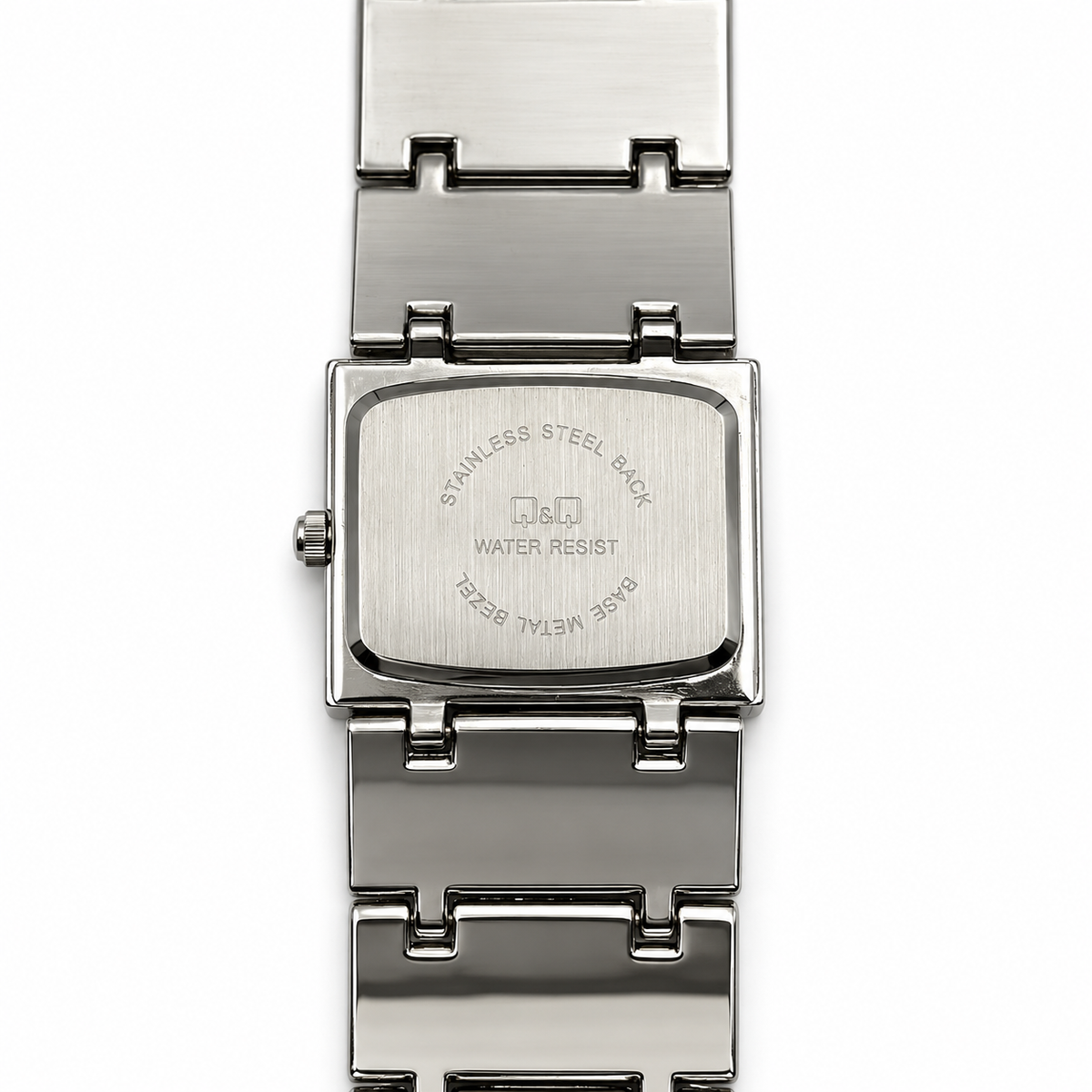 Orologio Q&Q rettangolare argento e avorio